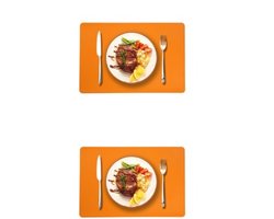 Placemats en onderzetters - Set van 2 - Geïsoleerde PU-leren placemats - Waterdicht - Wasbaar - Placemats voor keuken, binnen, buiten, feest -45*30cm-Oranje