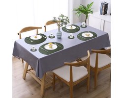 Placemats en onderzetters van leer, afwasbaar, placemats, afwasbaar, rond, tafeldecoratie voor keuken en eettafel, set van 4, halve cirkel, groen