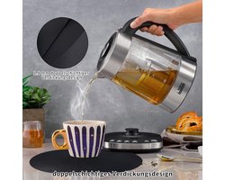 Placemats en onderzetters van leer, afwasbaar, placemats, afwasbaar, rond, tafeldecoratie voor keuken en eettafel, set van 4, ovaal, zwart