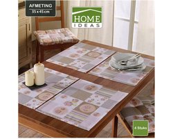 Placemats - Flowers - 35 x 45 cm – Oud roze - 4 Stuks