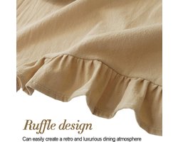 Placemats, gewassen katoenen placemats met ruches, rechthoekig en rond, vintage serviesset, boho-landhuisstijl, tafeldecoratie voor keuken, eetkamer en fotografie