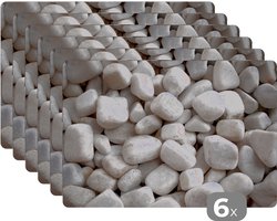 Placemats - Grind - Wit - Stenen - Tafel - Placemat onderzetter - Tafelbeschermer -45x30 cm - 6 stuks