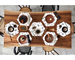 Placemats hexagon - Onderleggers placemats - Placemat zeshoek - Breien - Naaien - Patronen - Wol - 10 stuks