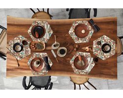 Placemats hexagon - Onderleggers placemats - Placemat zeshoek - Kat - Boek - Kast - Jongens - Meisjes - Kinderen - Kind - 6 stuks