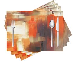 placemats - hittebestendig - antislip - Afneembare placemat - Waterdichte en oliebestendige - Geïsoleerde placemat - moderne kunst placemats - Oranje abstract - schilderij placemats - Wasbare - 18x12 inch - Set van 4