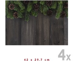 Placemats Kerst (4x) | 42 x 29,7 cm | Kerstdecoratie | Onderlegger | Papier 170 gr./m² | Kerstavond | Eettafel | Tafeldecoratie | Zwart | Placemat | Stijlvol | Rechthoek | 4 stuks