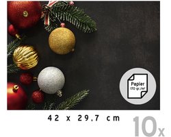 Placemats Kerst Deluxe (10x) | 42 x 29,7 cm | Kerstdecoratie | Onderlegger | Papier 170 gr./m² | Kerstavond | Eettafel | Tafeldecoratie | Zwart | Placemat | Stijlvol | Rechthoek | 10 stuks
