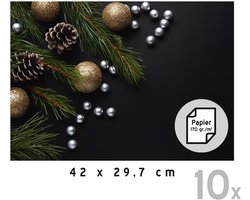 Placemats Kerst Deluxe (10x) | 42 x 29,7 cm | Kerstdecoratie | Onderlegger | Papier 170 gr./m² | Kerstavond | Eettafel | Tafeldecoratie | Zwart | Placemat | Stijlvol | Rechthoek | 10 stuks