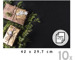 Placemats Kerst Deluxe (10x) | 42 x 29,7 cm | Kerstdecoratie | Onderleggers | Papier 170 gr./m² | Kerstavond | Eettafel | Tafel decoratie | Zwart | Placemat | Stijlvol | Rechthoek | 10 stuks