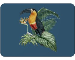 Placemats Kurk - Tafelonderleggers - Tafeldecoratie - Tropisch Vogel Design - 395 x 285 cm - Blauw
