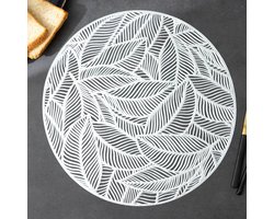 Placemats Leaves - 4-delig - Tafeldecoratie - Ronde placemats - Zilver - Onderlegger - Luxe placemats - Hittebestendig - Anti-slip