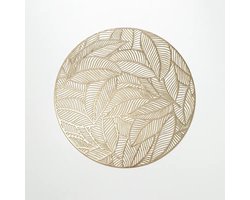Placemats Leaves - Ronde placemats - Goud - 4-STUKS - Tafeldecoratie - Onderlegger - Luxe placemats - Hittebestendig - Anti-slip
