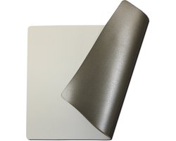 Placemats lederlook | Set van 4 | Dubbelzijdig Wit & Zilver | 30x43cm | Afwasbaar Kunstleer Leer Leder Kunststof