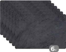 Placemats - Leisteen print - Retro - Zwart - Tafeldecoratie - Placemat - Onderleggers placemat - 6 stuks - 45x30 cm