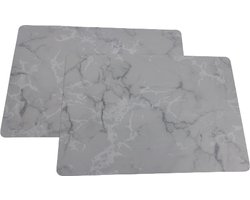 Placemats met marmer print - Grijs - Kunststof - 30 x 43 cm - Set van 2