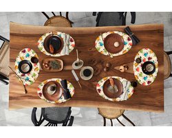 Placemats ovaal - Onderleggers - Ovale placemats - Design - Retro - Theepot - Kleuren - 6 stuks