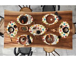 Placemats ovaal - Onderleggers - Ovale placemats - Design - Retro - Theepot - Kleuren - 8 stuks