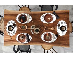 Placemats ovaal - Onderleggers - Ovale placemats - Klok - Patronen - Minimalisme - 6 stuks