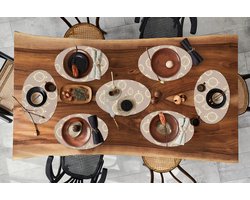 Placemats ovaal - Onderleggers - Ovale placemats - Londen - Klok - Patroon - Vintage - 8 stuks