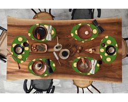 Placemats ovaal - Onderleggers - Ovale placemats - Londen - Vintage - Klok - Patroon - 6 stuks