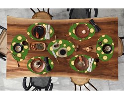 Placemats ovaal - Onderleggers - Ovale placemats - Londen - Vintage - Klok - Patroon - 8 stuks