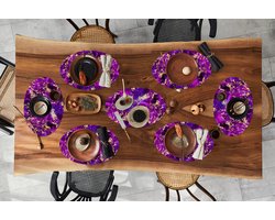Placemats ovaal - Onderleggers - Ovale placemats - Marmer print - Goud - Paars - Patroon - 8 stuks