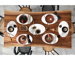 Placemats ovaal - Onderleggers - Ovale placemats - Marmer print - Zwart - Patronen - 8 stuks