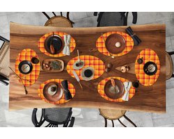 Placemats ovaal - Onderleggers - Ovale placemats - Oranje - Patronen - Abstract - 8 stuks