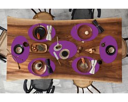 Placemats ovaal - Onderleggers - Ovale placemats - Paars - Kleuren - Effen - 8 stuks