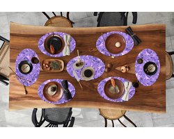 Placemats ovaal - Onderleggers - Ovale placemats - Paars - Marmer print - Verf - Patronen - 8 stuks
