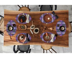 Placemats ovaal - Onderleggers - Ovale placemats - Patronen - Cirkel - Paars - Jaren 20 - 6 stuks