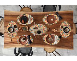 Placemats ovaal - Onderleggers - Ovale placemats - Patronen - Koffie - Theepot - Retro - 10 stuks