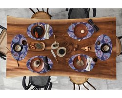 Placemats ovaal - Onderleggers - Ovale placemats - Patroon - Thee - Kop - Theepot - 6 stuks