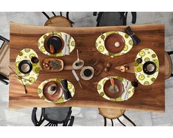 Placemats ovaal - Onderleggers - Ovale placemats - Retro - Klok - Patronen - Stippen - 6 stuks