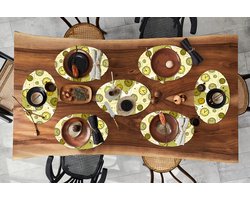 Placemats ovaal - Onderleggers - Ovale placemats - Retro - Klok - Patronen - Stippen - 8 stuks