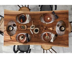 Placemats ovaal - Onderleggers - Ovale placemats - Roest print - Zilver - Metaal - 6 stuks