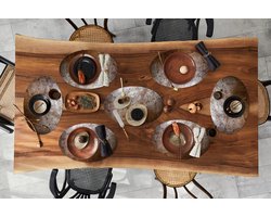 Placemats ovaal - Onderleggers - Ovale placemats - Roest print - Zilver - Metaal - 8 stuks