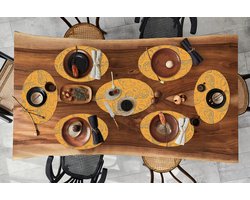 Placemats ovaal - Onderleggers - Ovale placemats - Schelpen - Geel - Oranje - Patronen - 10 stuks