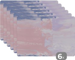 Placemats - Pastel - Pastelkleuren - Verfstreken - Verf - Paars - Roze - Lila - 45x30 cm - Placemat - Tafel - 6 stuks