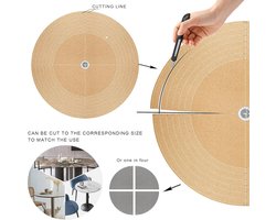 Placemats, placemats van kurk en leer, ideaal als tafelbescherming voor eettafel, bijzettafel of salontafel, op maat te snijden (45-76 cm, blauw)