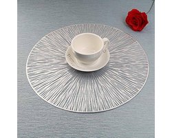 Placemats - Rond - 38 cm - 4 stuks - Onderlegger - Hitte bestendig - Zilver - Luxe uitstraling - Open gewerkt
