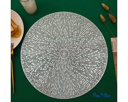 Placemats - Rond - 38 cm - 4 stuks - Onderlegger - Hitte bestendig - Zilver - Luxe uitstraling - Open gewerkt