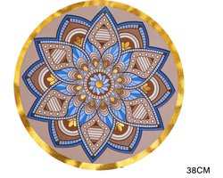 Placemats - Rond - 38 cm - 6 stuks - Onderlegger - Hitte bestendig - Blauw/ Bruin/ Goud - Ibiza look