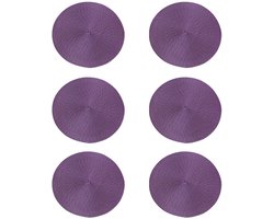Placemats - Ronde Placemats - Gevlochten en antibacterieel - 6 stuks - Dagelijks gebruik - Paars