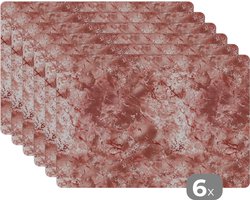 Placemats - Rosé - Stenen - Luxe - Marmer - Onderlegger - Placemat - Onderleggers placemats - 45x30 cm - 6 stuks