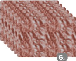 Placemats - Roze - Luxe - Stenen - Marmer - Onderlegger - Afdekplaat voor kookplaat - 45x30 cm - 6 stuks