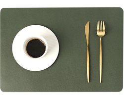 Placemats Set - Tafelonderleggers - Eettafel Beschermen - Waterproof Leer - 43x30 cm - Groen