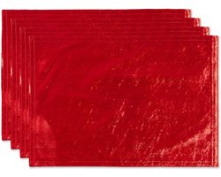 Placemats Set - Tafelonderleggers - Elegante Tafeldekking - Zachte Fluweel Look - 4 Stuks - Rood