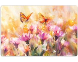 Placemats Set - Tafelonderleggers Tafeldecoratie - Tafel Beschermen - Unieke Foto Print - 45x30cm 6 Stuks - Oranje Bloemen