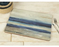 Placemats, set van 4, Abstract Ocean View, placemats met kurken achterkant, 30 x 22,8 cm, blauw/grijs